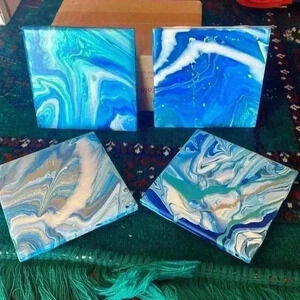 Home made mid modern century looking coasters. These coasters are so unique!